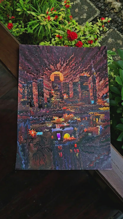 Los Angeles City Watercolor Painting by Tanbelia
