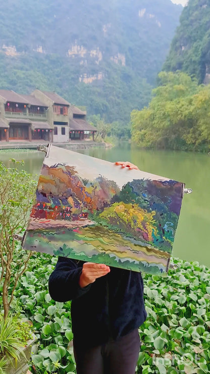 Trang An River in Ninh Binh Painting by Tanbelia