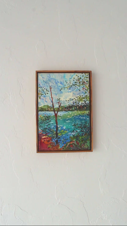 Quarry Lake Watercolor Original Framed Painting by Tanbelia