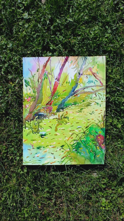 Green River Watercolor Original Painting by Tanbelia