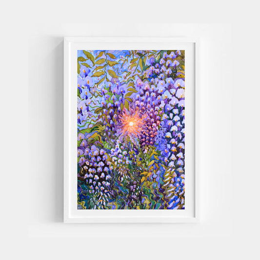 Wisteria Blossom Watercolor Print by Tanbelia