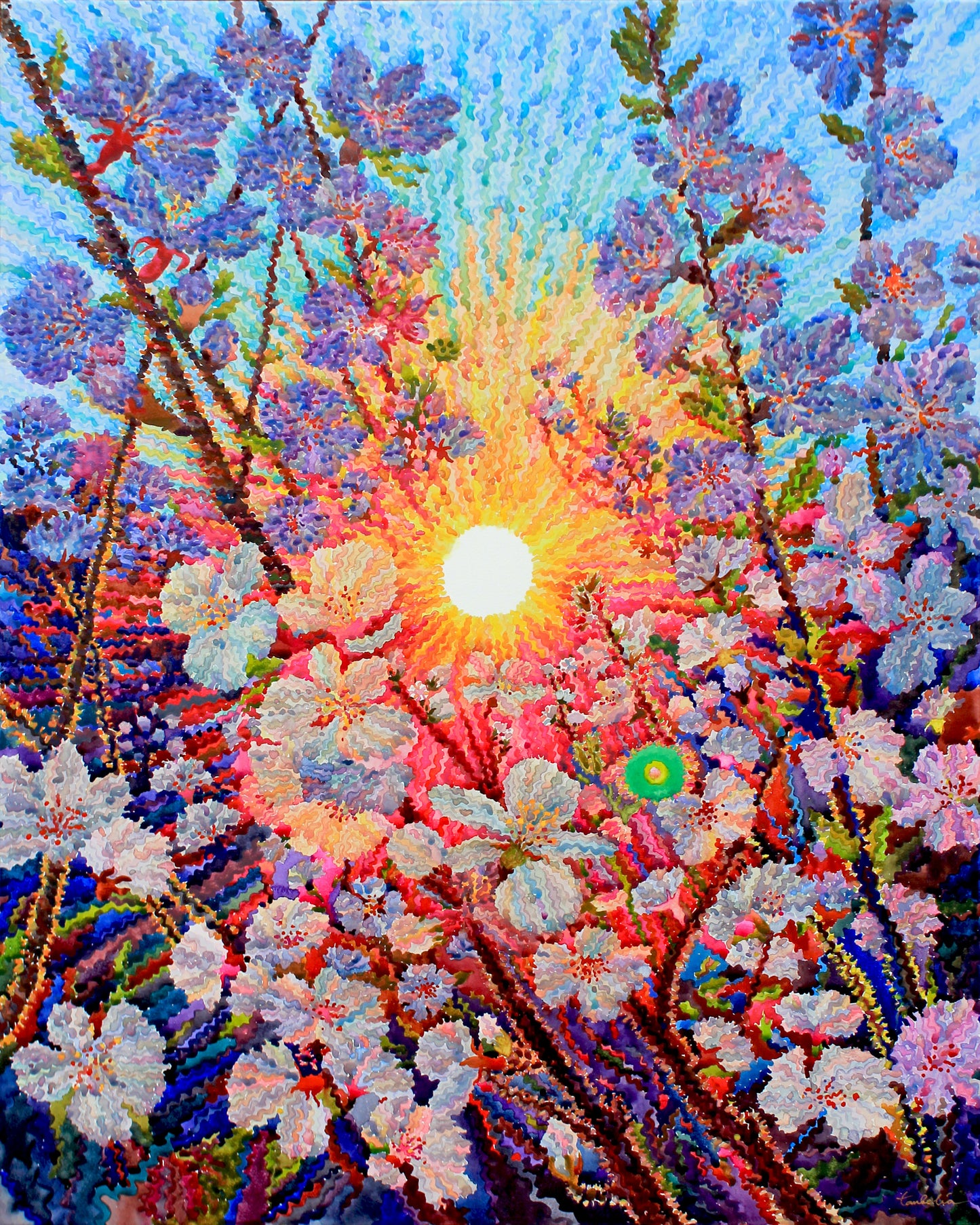 Cherry Blossom Watercolor Original Painting by Tanbelia