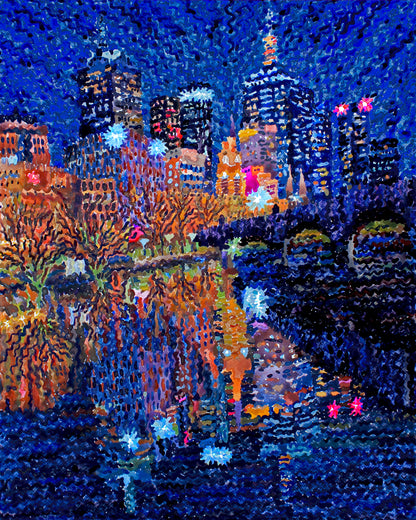 Melbourne Skyline Watercolor Print