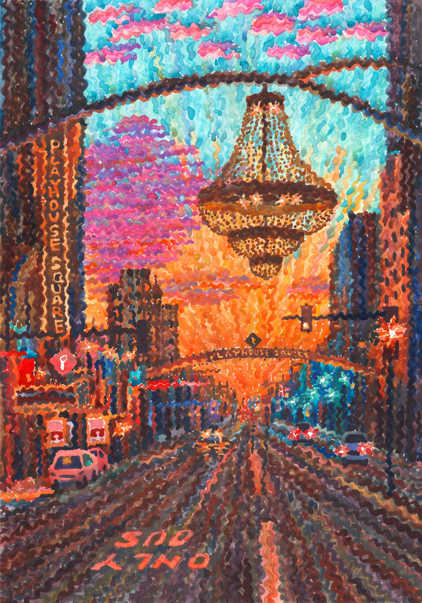 Playhouse Square in Cleveland Watercolor Print