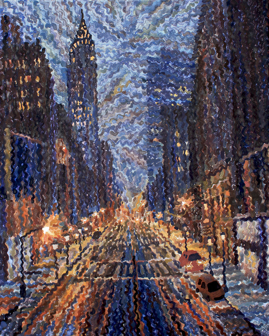 Rainy Night in New York Watercolor Print