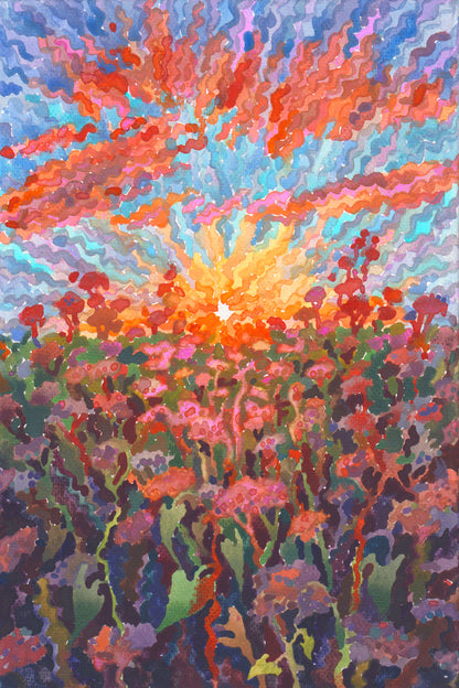 Buckwheat field Framed Watercolor Artwork
