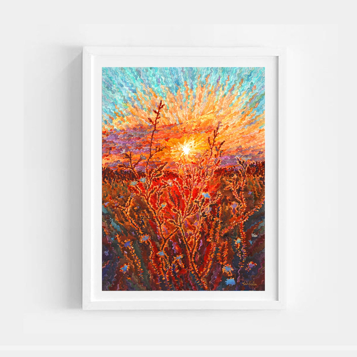 White Campion Flowers Watercolor Painting by Tanbelia